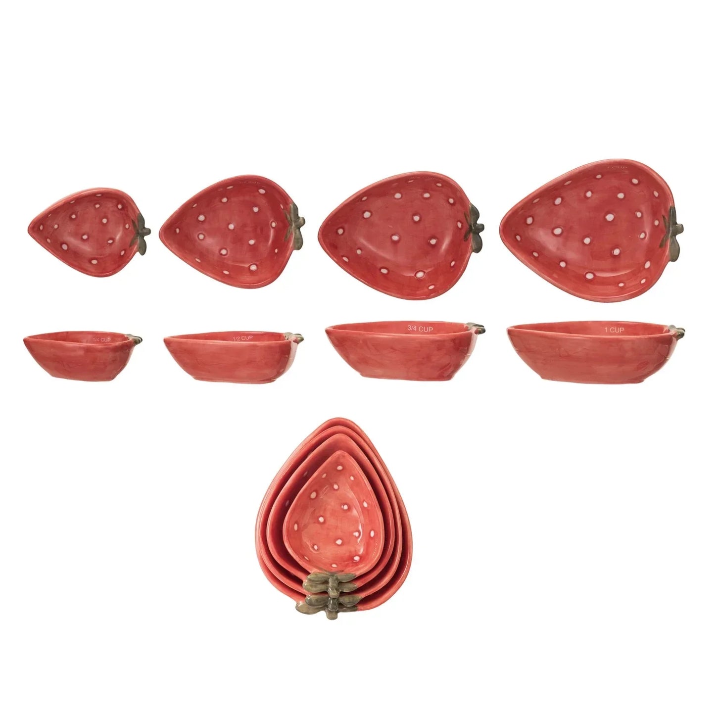 Stoneware Strawberry Measuring Cups Set of 4 - Marcel’s Culinary Experience