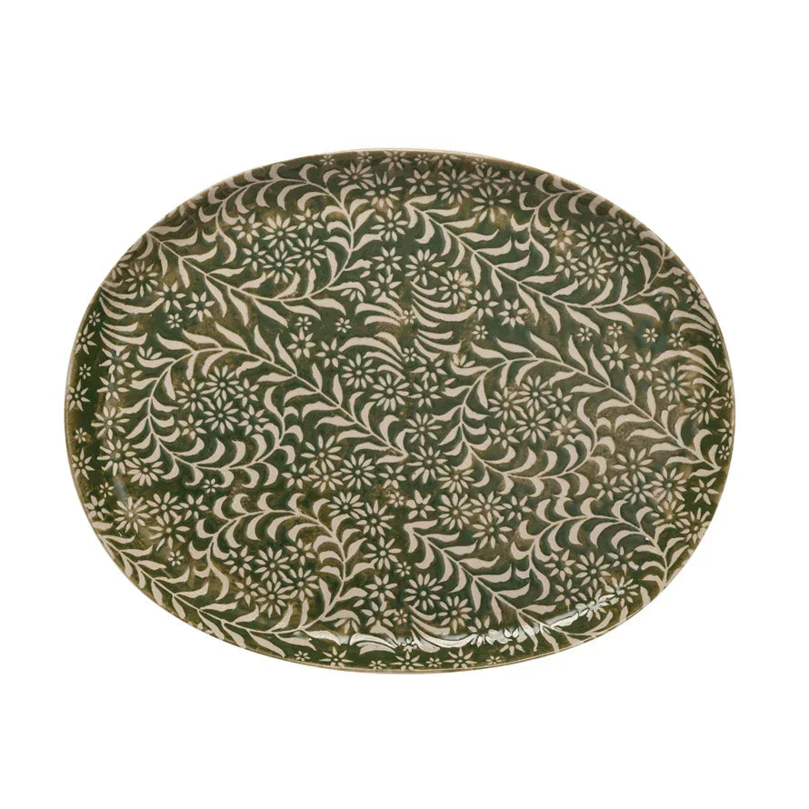 Stoneware Platter w/ Wax Relief Botanicals - Marcel’s Culinary Experience