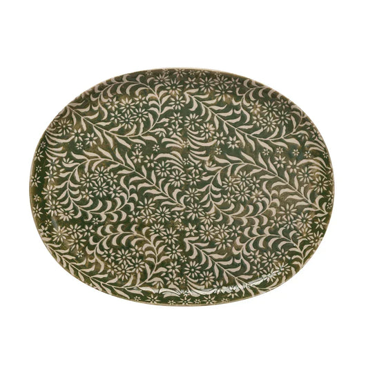 Stoneware Platter w/ Wax Relief Botanicals - Marcel’s Culinary Experience