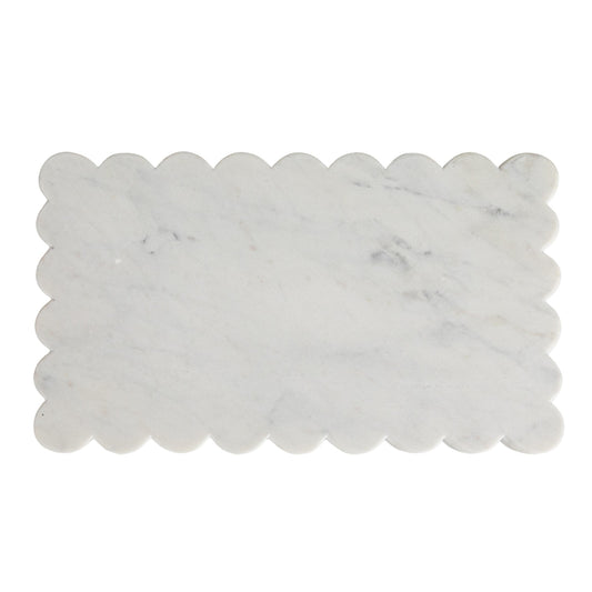 Marble Board with Scalloped Edge, White