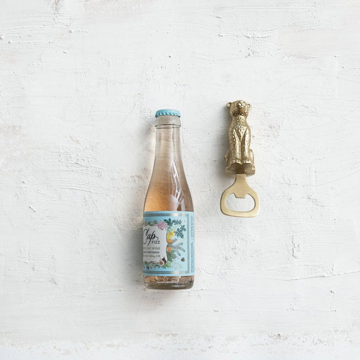 Cast Aluminum Leopard Bottle Opener Antique Gold - Marcel’s Culinary Experience