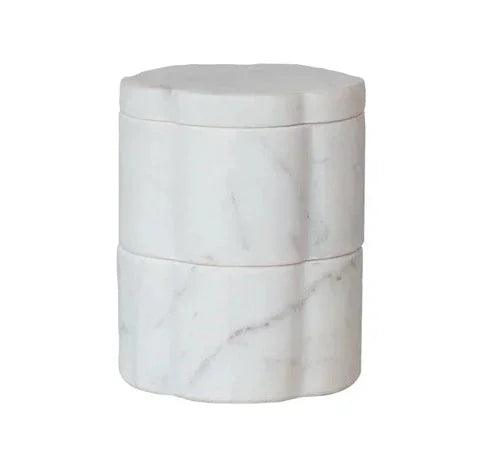 Marble Scalloped Pinch Pots, Stackable Set of 2 - Marcel’s Culinary Experience