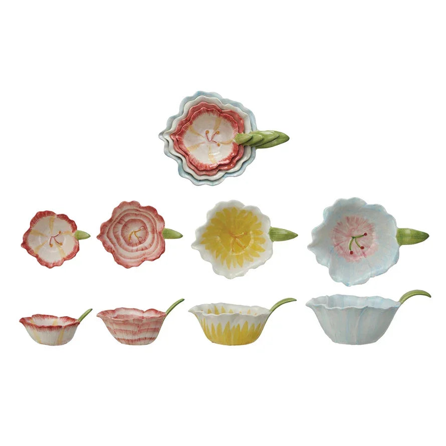 Hand-Painted Flower Shaped Prep Bowls, Set of 4 - Marcel’s Culinary Experience