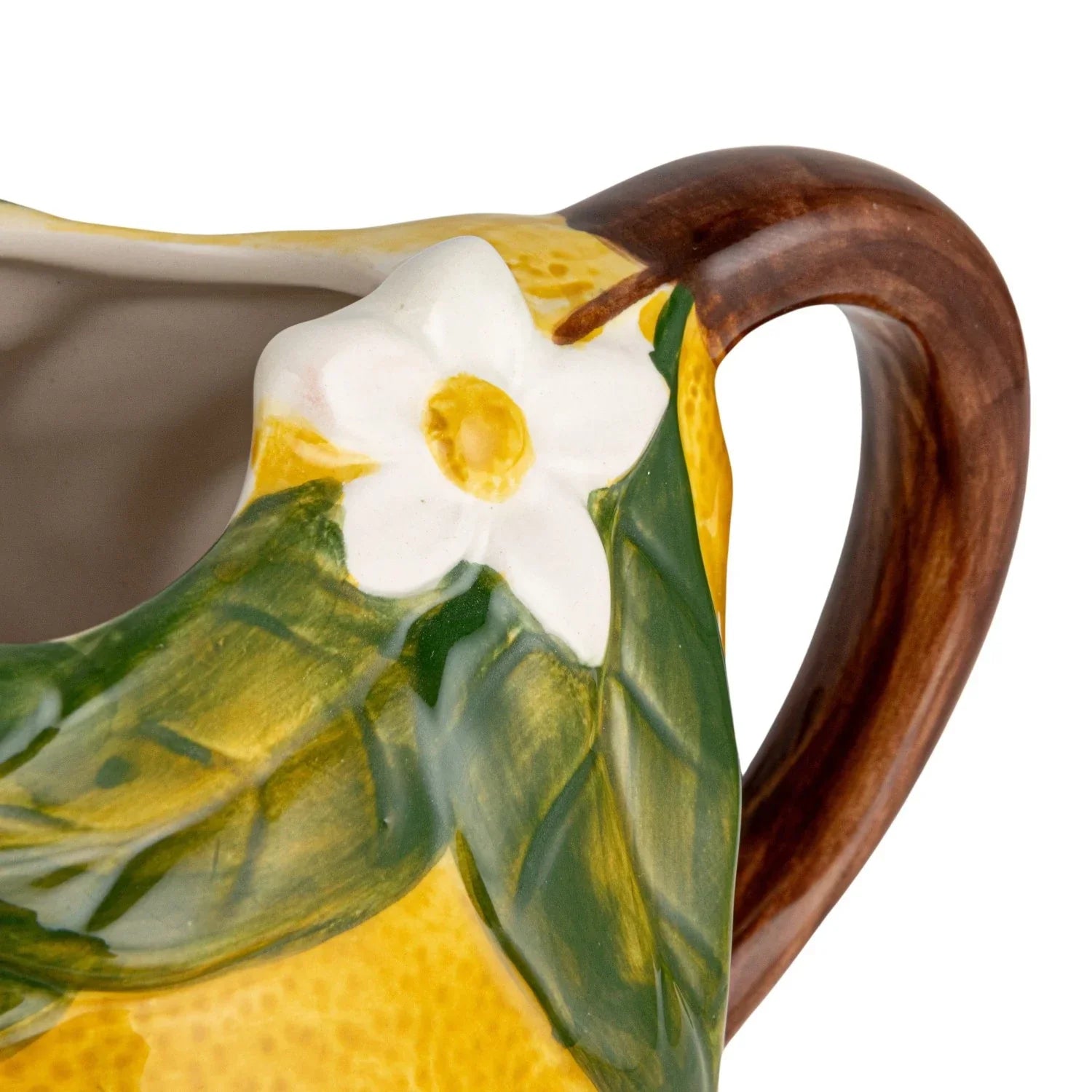 Stoneware Lemon Shaped Pitcher w/ Flower 40 oz - Marcel’s Culinary Experience