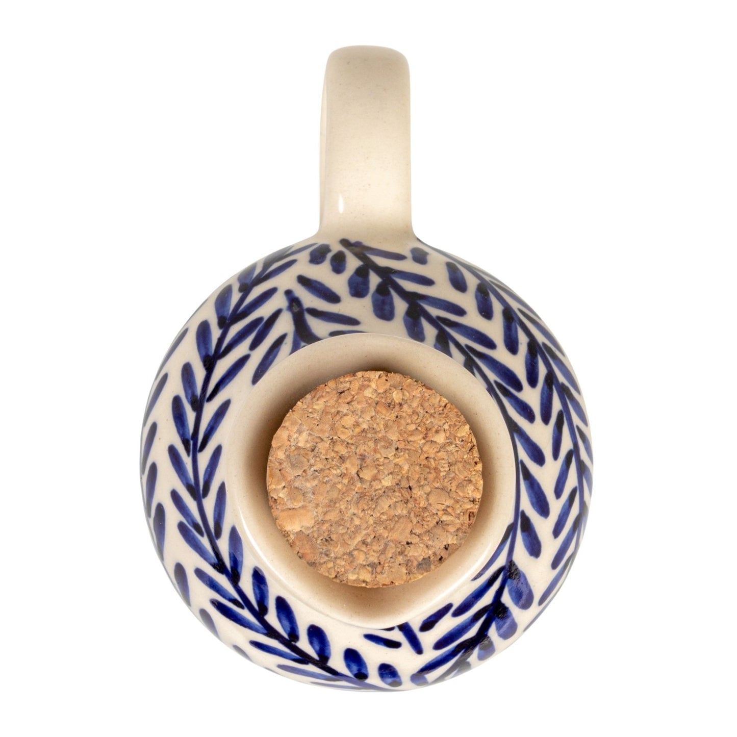 Hand-Painted Stoneware Oil Cruet with Cork Stopper