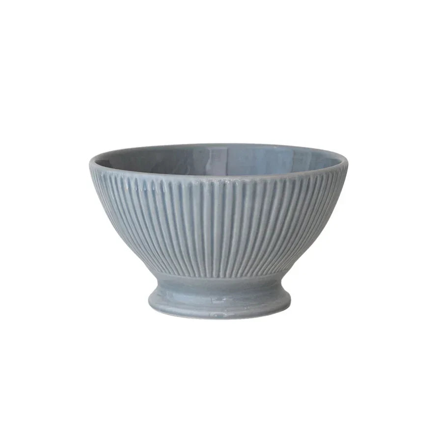 Stoneware Fluted Serving Bowl, Reactive Glaze, Blue - Marcel’s Culinary Experience