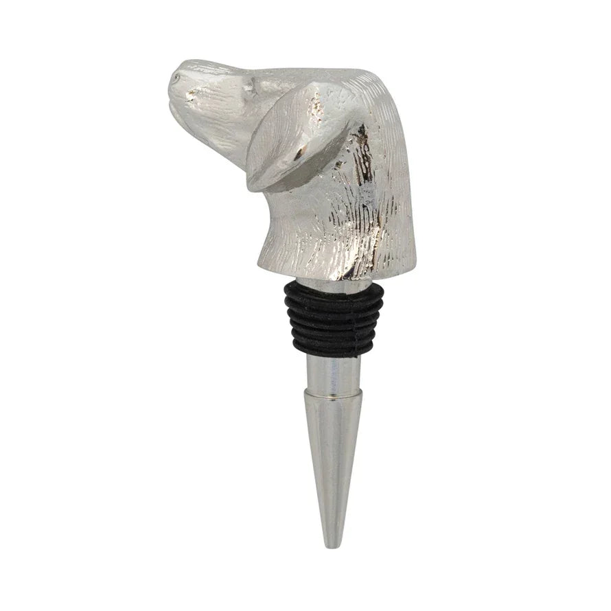 Cast Aluminum Dog Head Bottle Stopper in Kraft Box, Nickel Finish - Marcel’s Culinary Experience
