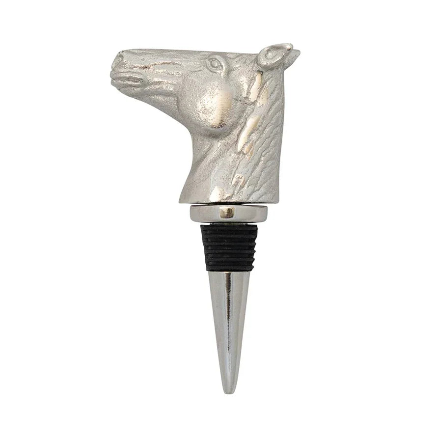Cast Aluminum Horse Head Bottle Stopper in Kraft Box, Nickel Finish - Marcel’s Culinary Experience