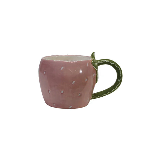 Hand-Painted Stoneware Strawberry Mug 12 oz - Marcel’s Culinary Experience