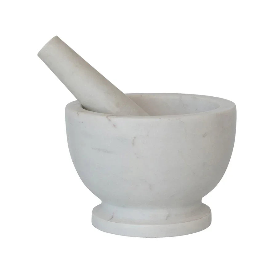 Marble Mortar & Pestle, White, Set of 2 - Marcel’s Culinary Experience