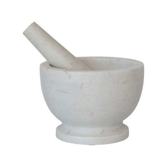 Marble Mortar & Pestle, White, Set of 2 - Marcel’s Culinary Experience