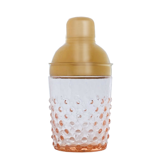 Hand-Blown Glass Hobnail Cocktail Shaker – 14 oz. Gold & Pink