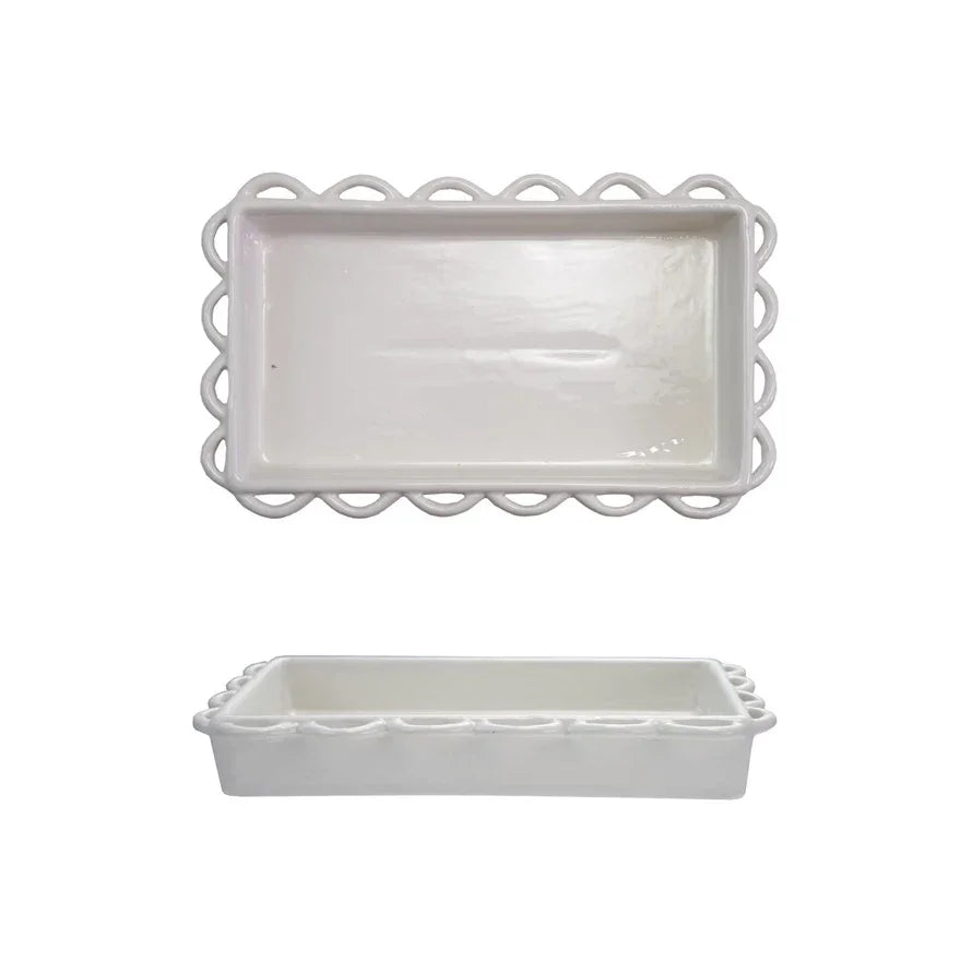 Scalloped Napkin Holder White - Marcel’s Culinary Experience