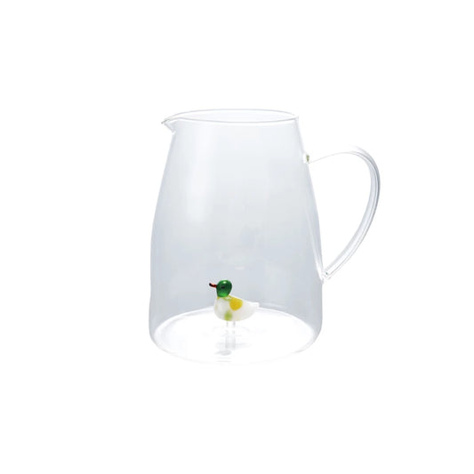Glass Pitcher with Hand-Blown Duck Inside 2 Quart