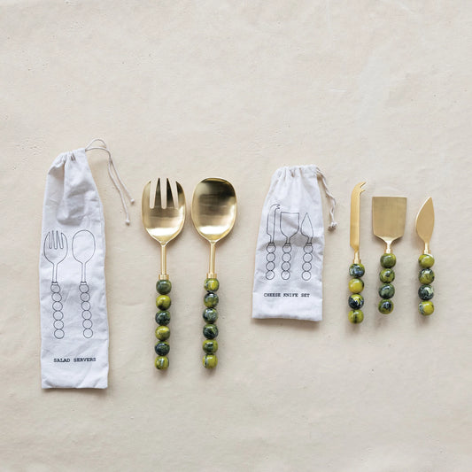 Stainless Steel Salad Servers with Resin Handles