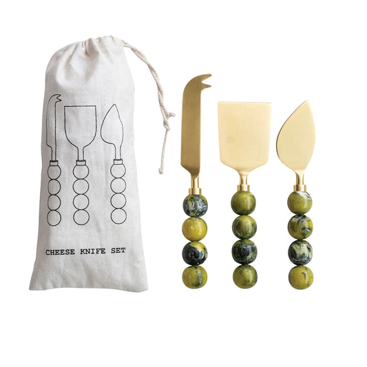 Stainless Steel Cheese Knives with Resin Handles, Set of 3 in Bag