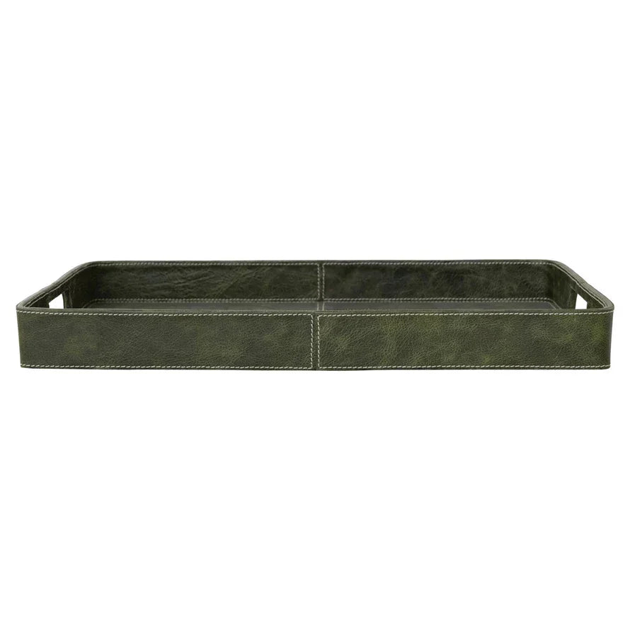 Decorative Leather Tray with Handles