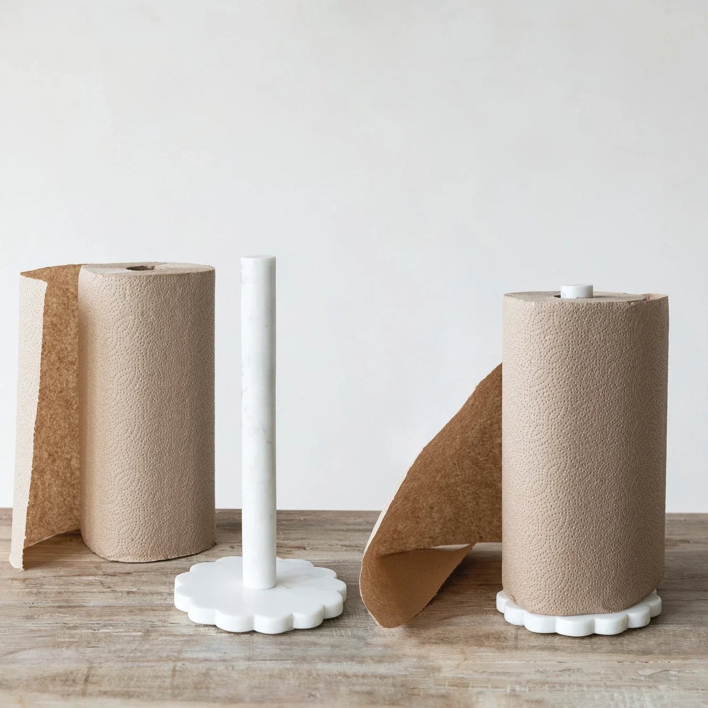 Marble Scalloped Paper Towel Holder, White