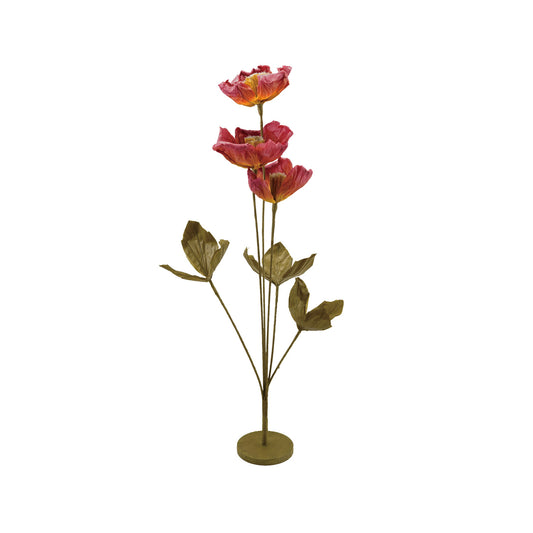 Paper Flowers with Stand - Green & Burgundy