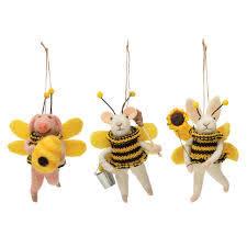 Wool Felt Animal in Bee Suit Ornament 5"H - Marcel’s Culinary Experience