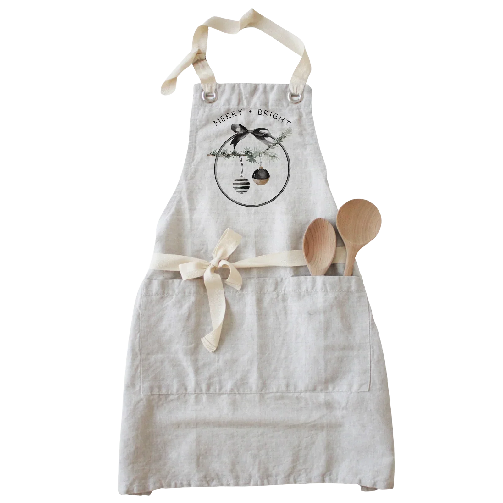 Merry + Bright Wreath Apron - Natural - Marcel’s Culinary Experience
