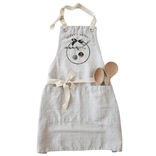 Merry + Bright Wreath Apron - Natural - Marcel’s Culinary Experience