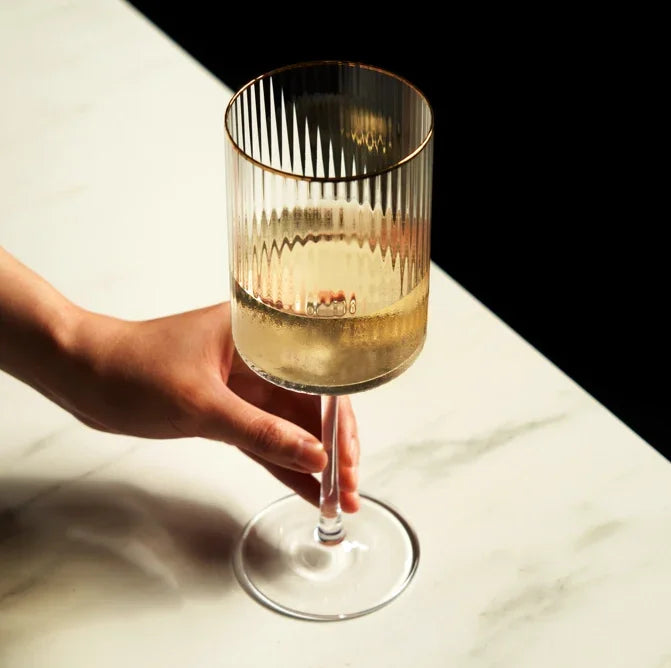 Gold Rimmed Wine Glass - Marcel’s Culinary Experience