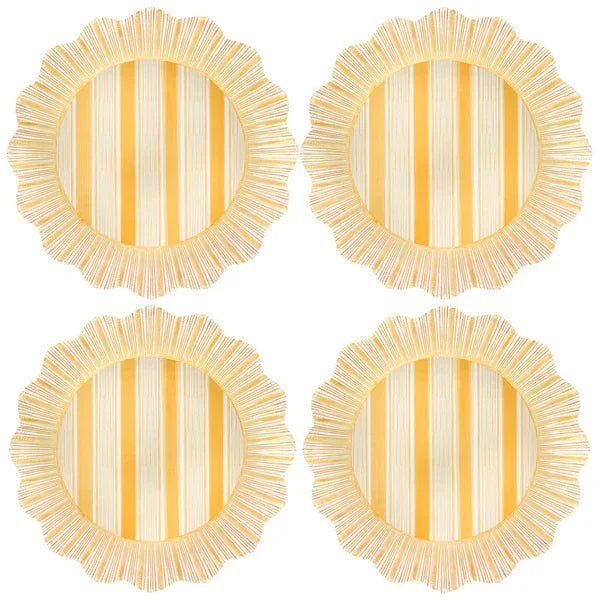 Juliska Cabana Stripe Melamine Dinner Plate Set/4 - Sunshine - Marcel’s Culinary Experience