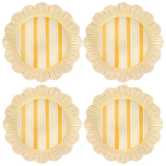 Juliska Cabana Stripe Melamine Dinner Plate Set/4 - Sunshine - Marcel’s Culinary Experience