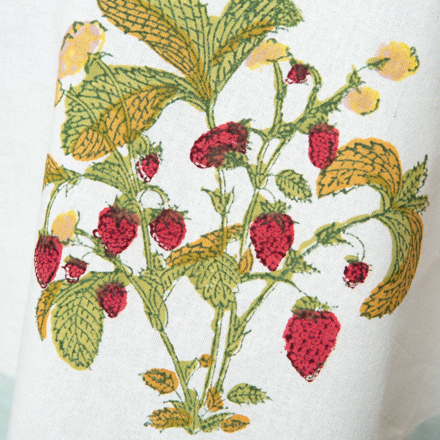Couleur Nature Fraises des Bois Strawberry Blue Tablecloth - Hand-Printed French Table Linen