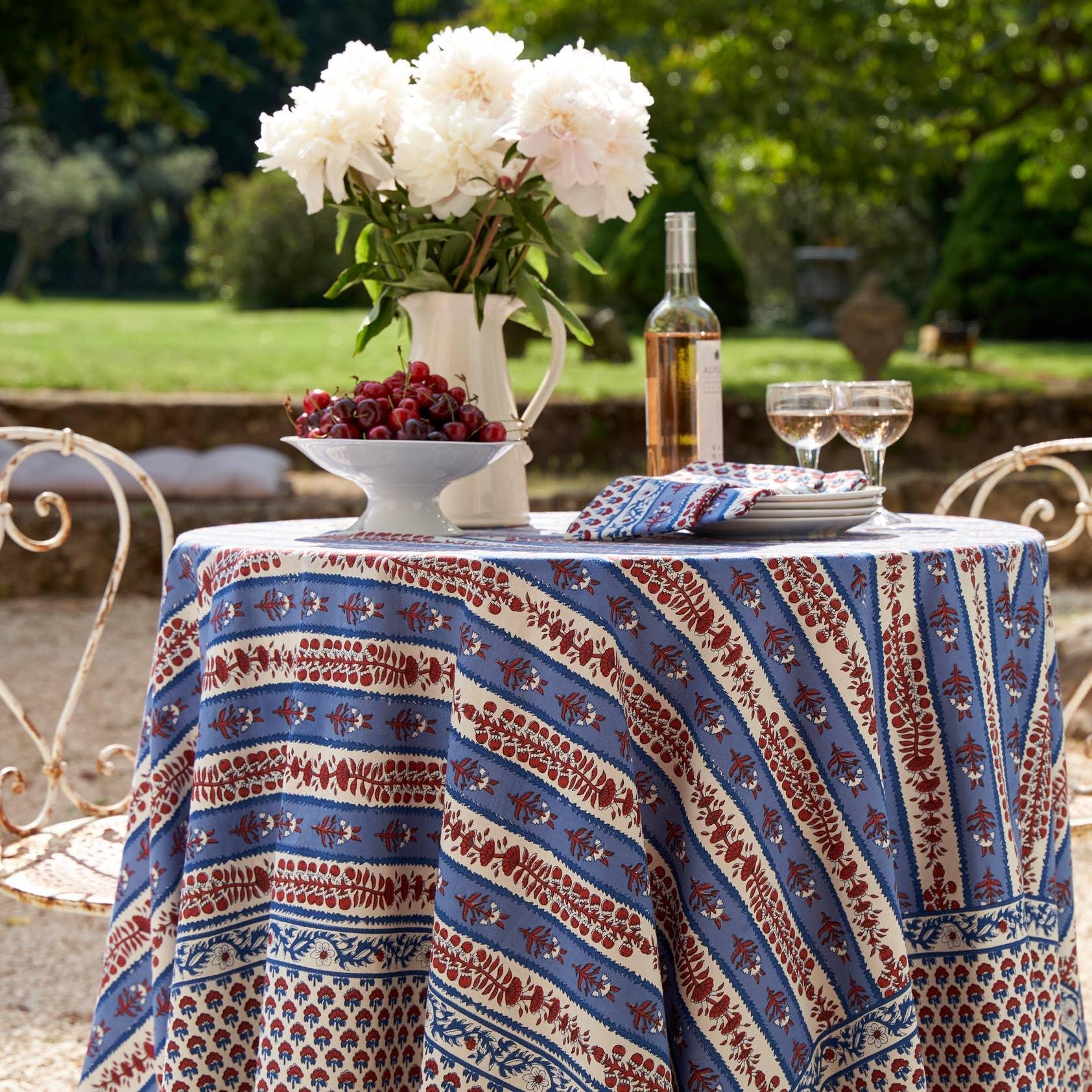 Couleur Nature Provence Avignon Red & Blue Tablecloth - Marcel’s Culinary Experience