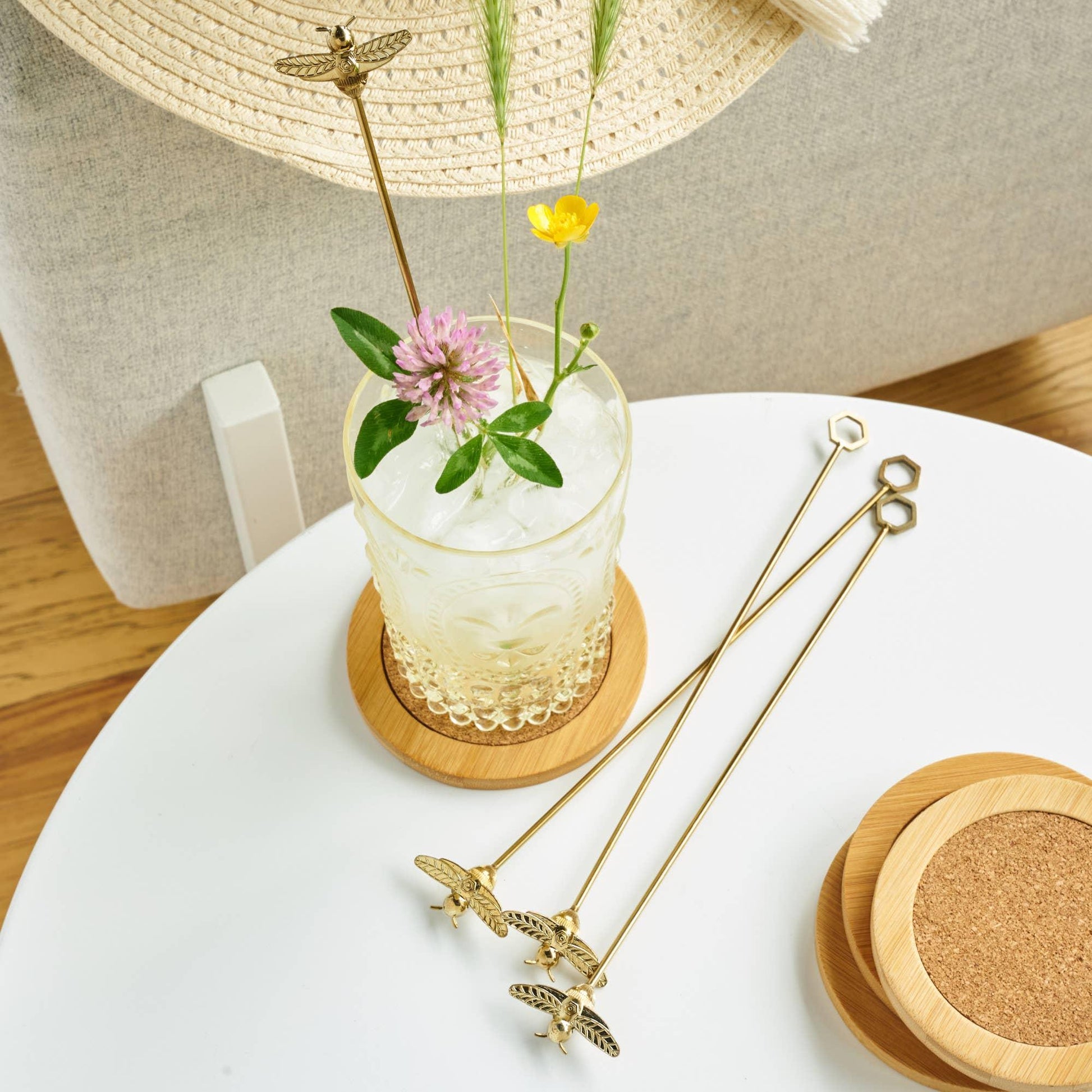 Gold Plated Stainless Steel Bumble Bee Stir Sticks Set of 4 - Marcel’s Culinary Experience