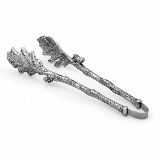 Pewter Oak Leaf Ice & Serving Tongs