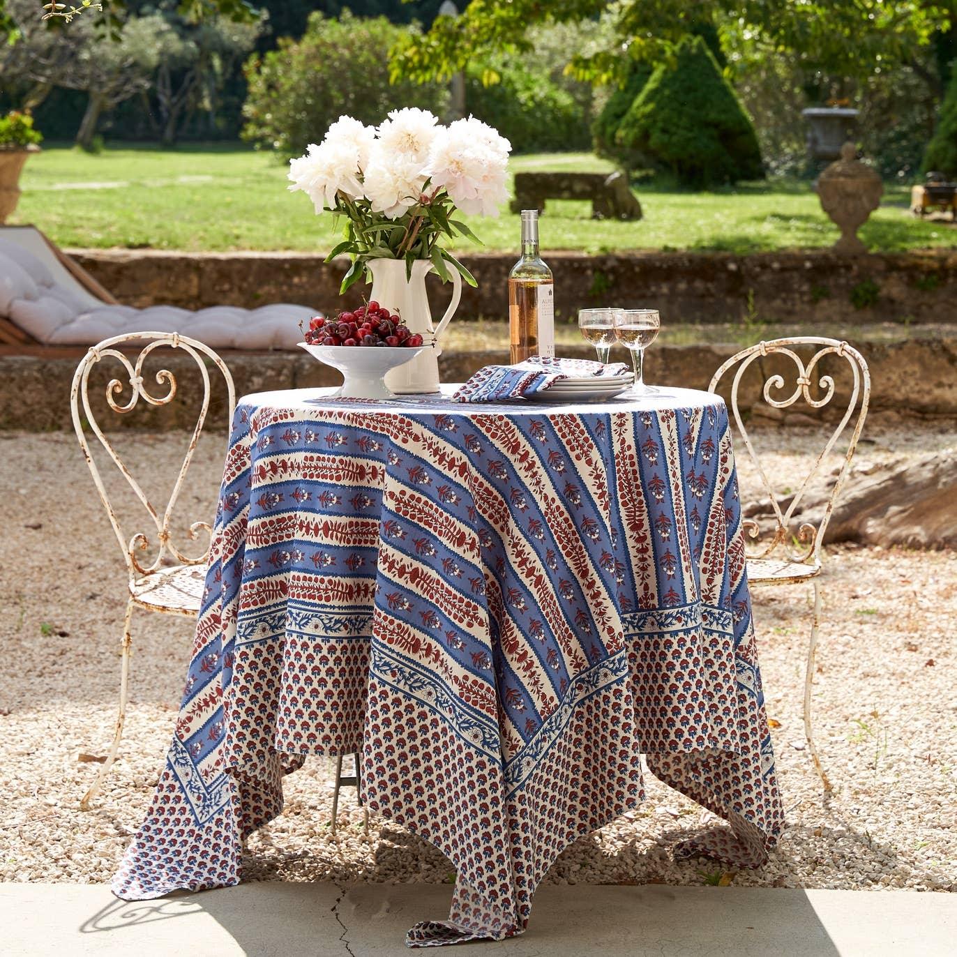 Couleur Nature Provence Avignon Red & Blue Tablecloth - Marcel’s Culinary Experience
