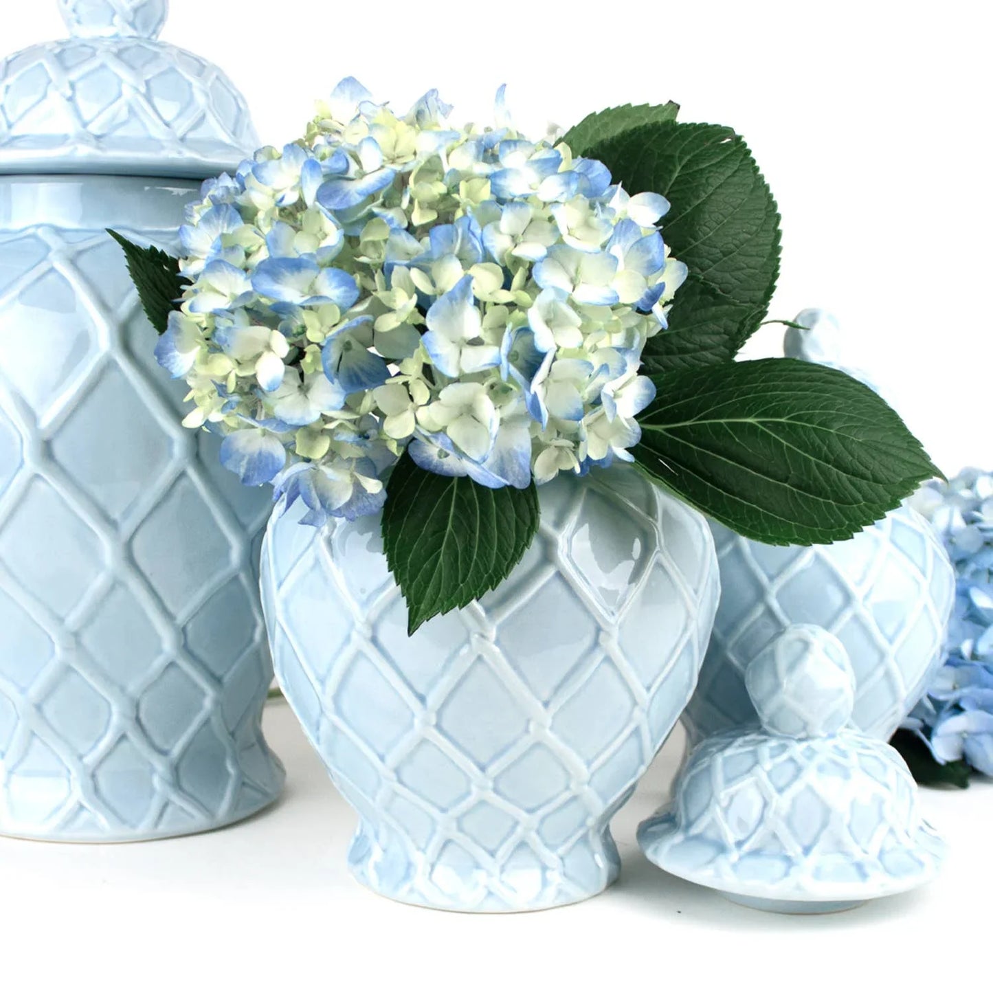 Light Blue Textured Ginger Jar - Extra Large