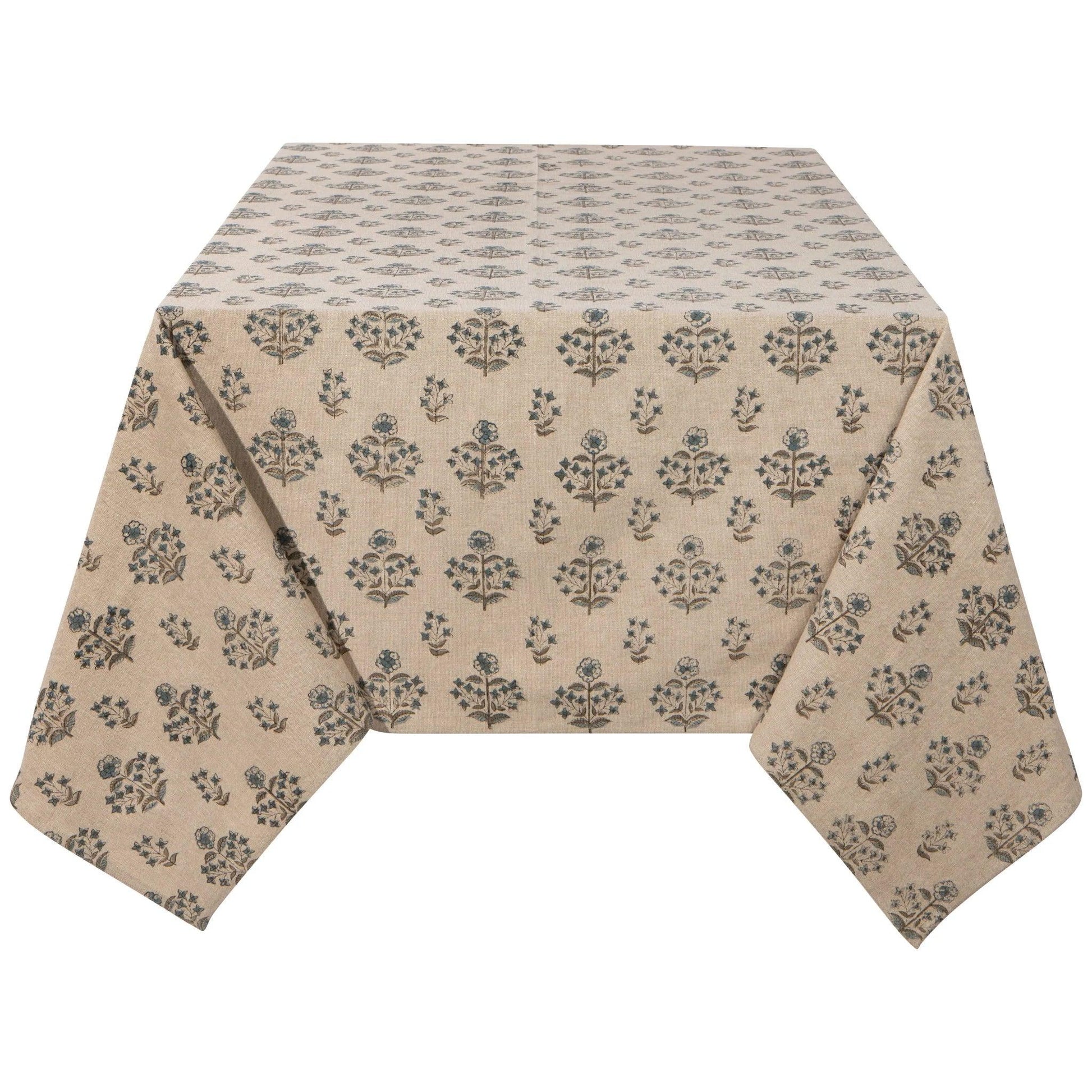 Salvia Block Print Tablecloth 60 x 90 Inches - Marcel’s Culinary Experience