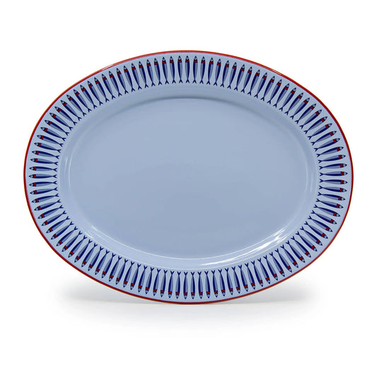 Mur by Ayca x CCH Anchovies Small 14 in Oval Tray, Red Rim
