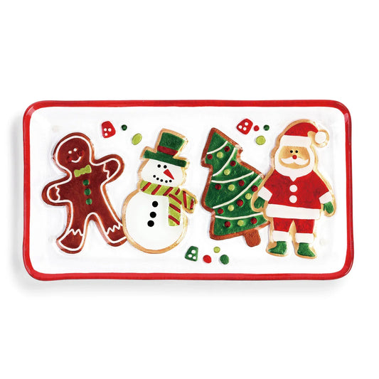 Glass Fusion Christmas Cookie Serving Platter 15" x 8" - Marcel’s Culinary Experience