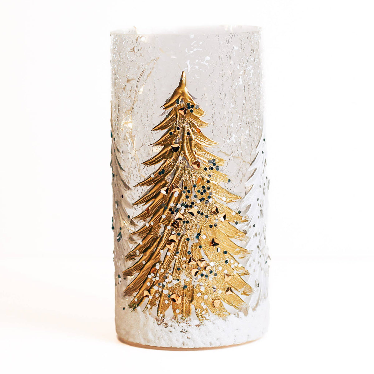 Gold Tree LED Glass Pillar