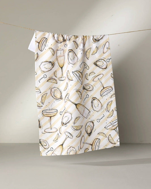 Geometry Oysters and Champagne Tea Towel