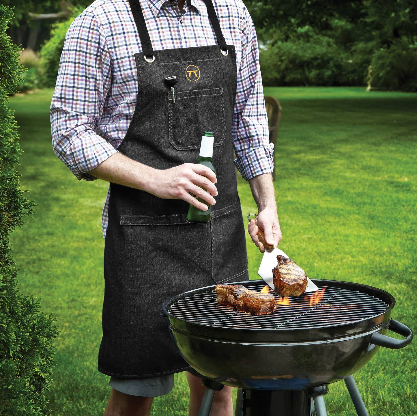 Outset Black Denim Grill Apron For Men and Women, 27" x 33"