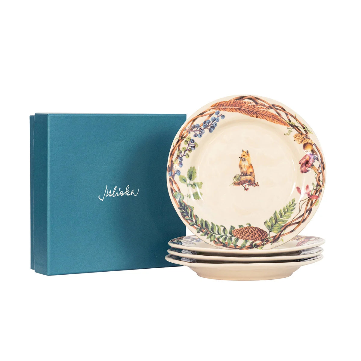 Juliska Forest Walk Animal Dessert/Salad Plates, Set of 4