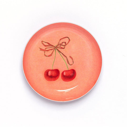 Cherries Round Enamel Tray