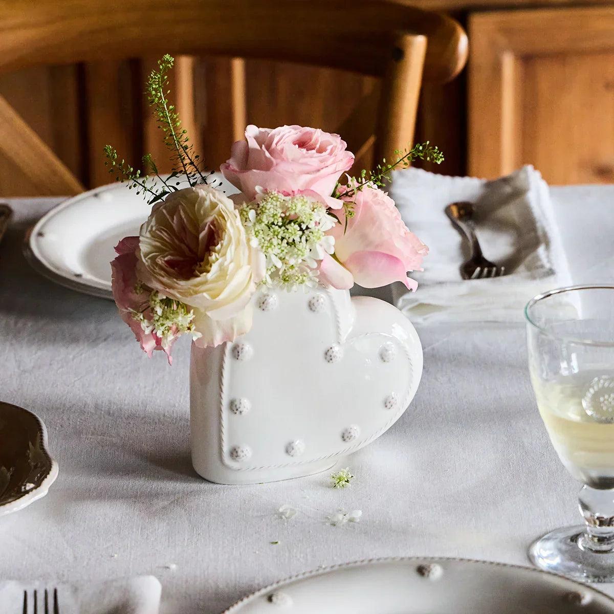 Juliska Berry & Thread 6" Heart Vase - Whitewash