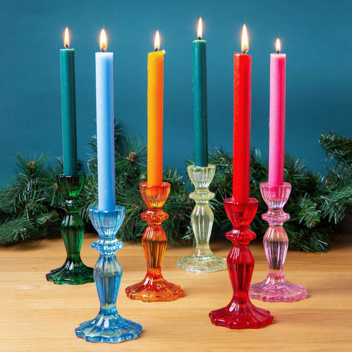 Orange Glass Candlestick Holder