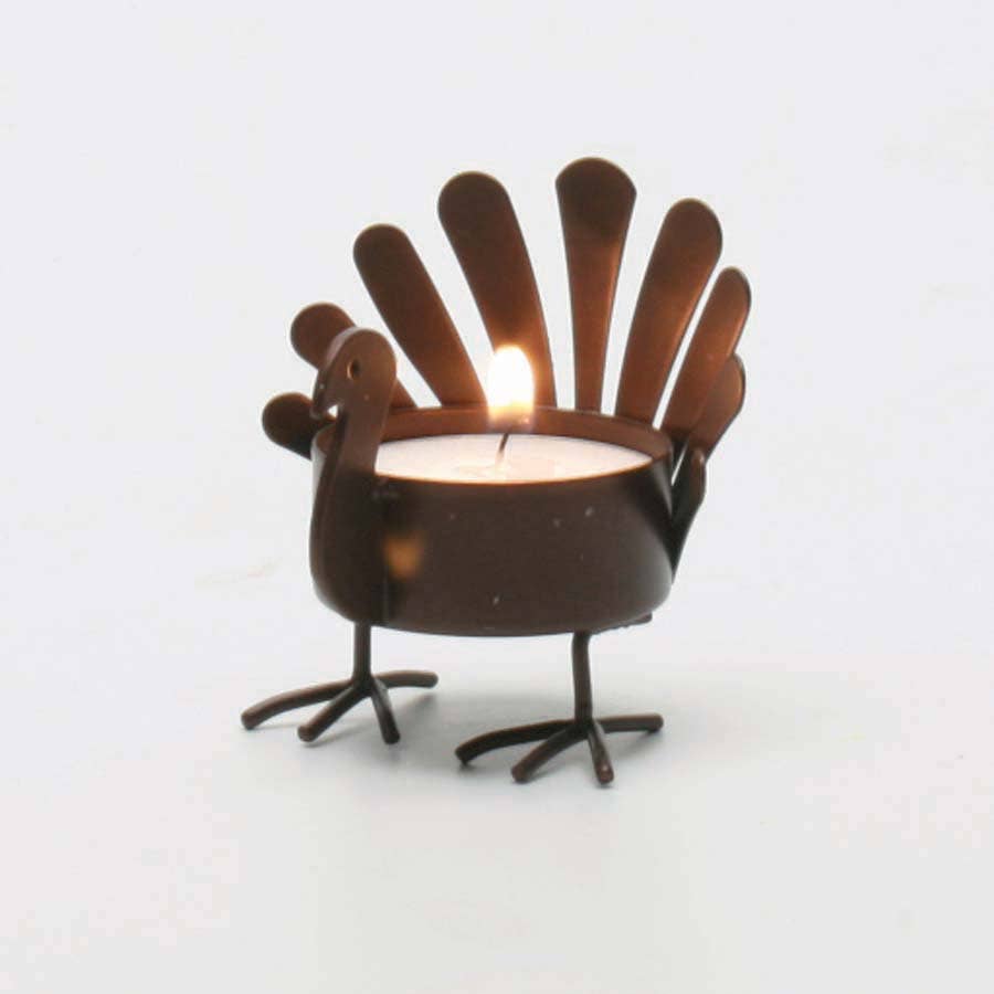 Standing Turkey Tealight Antique Bronze Iron Fall