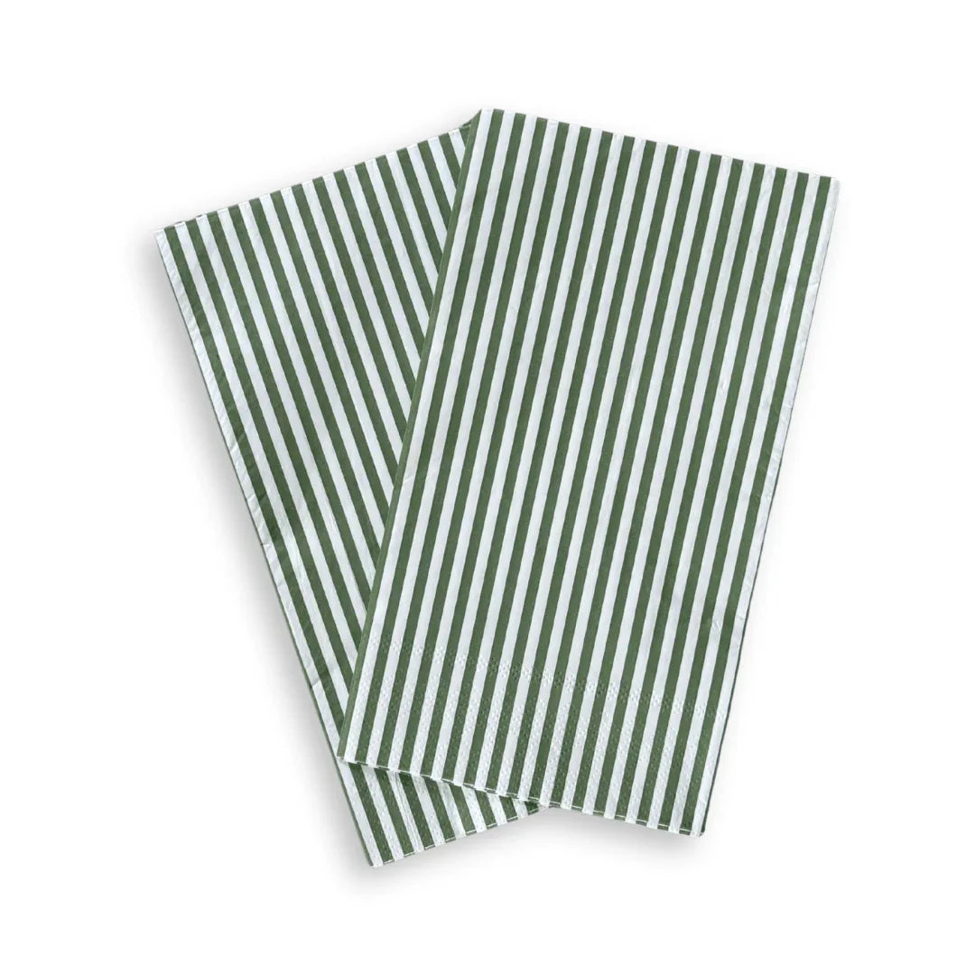 Green & White Candy Stripe Guest Napkins (24pcs) - Marcel’s Culinary Experience