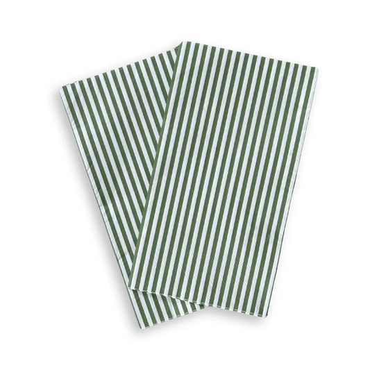 Green & White Candy Stripe Guest Napkins (24pcs) - Marcel’s Culinary Experience