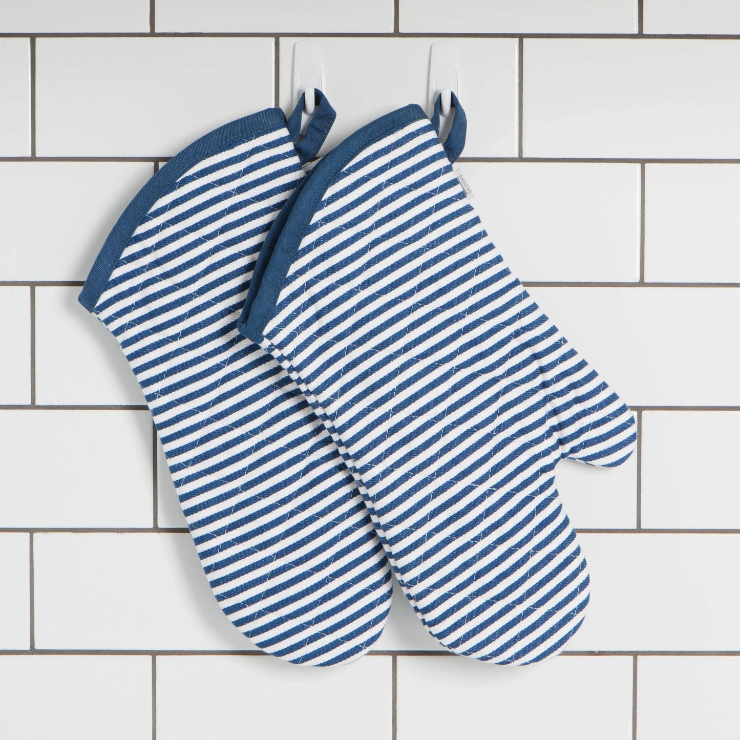 Superior Royal Blue Narrow Stripe Oven Mitt - Marcel’s Culinary Experience