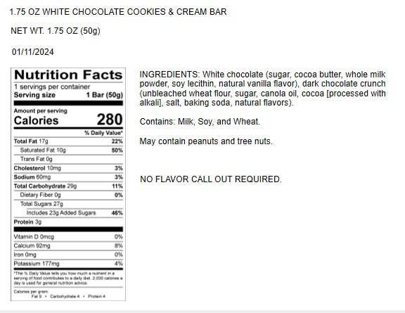 Moodibars® FROSTY 1.75oz - White Chocolate Cookies & Creme - Marcel’s Culinary Experience